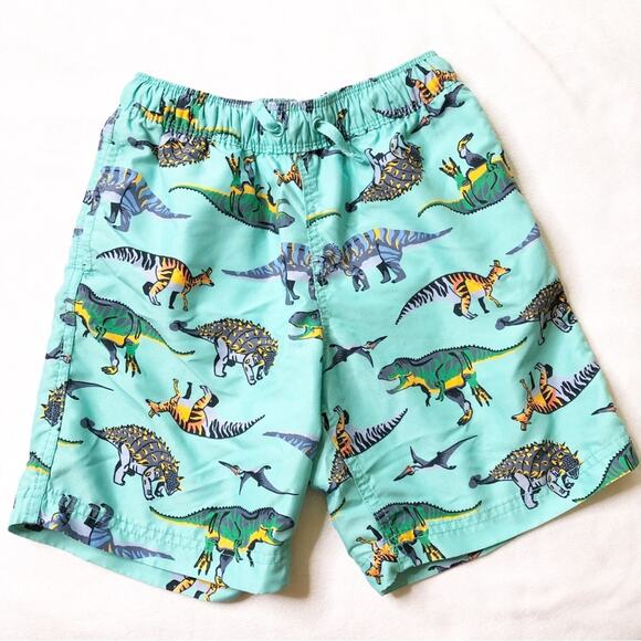 Hanna Andersson light green dinosaur swim trunks size 130 or US 8 - Picture 1 of 7